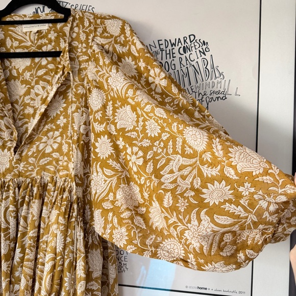 DAUGHTERS OF INDIA Kyra Block Print Cotton Mini Dress Size Small S - Picture 6 of 11